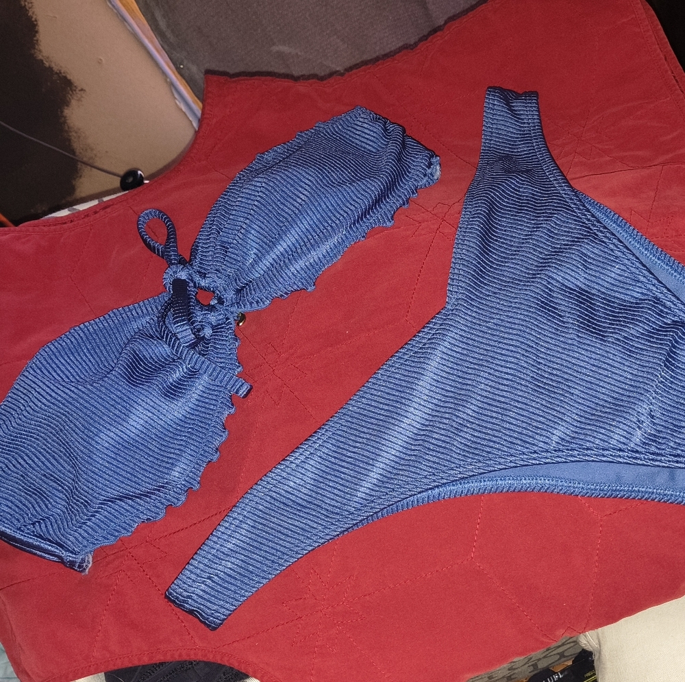 Hollister Ribbed Cobalt Blue Swim Top